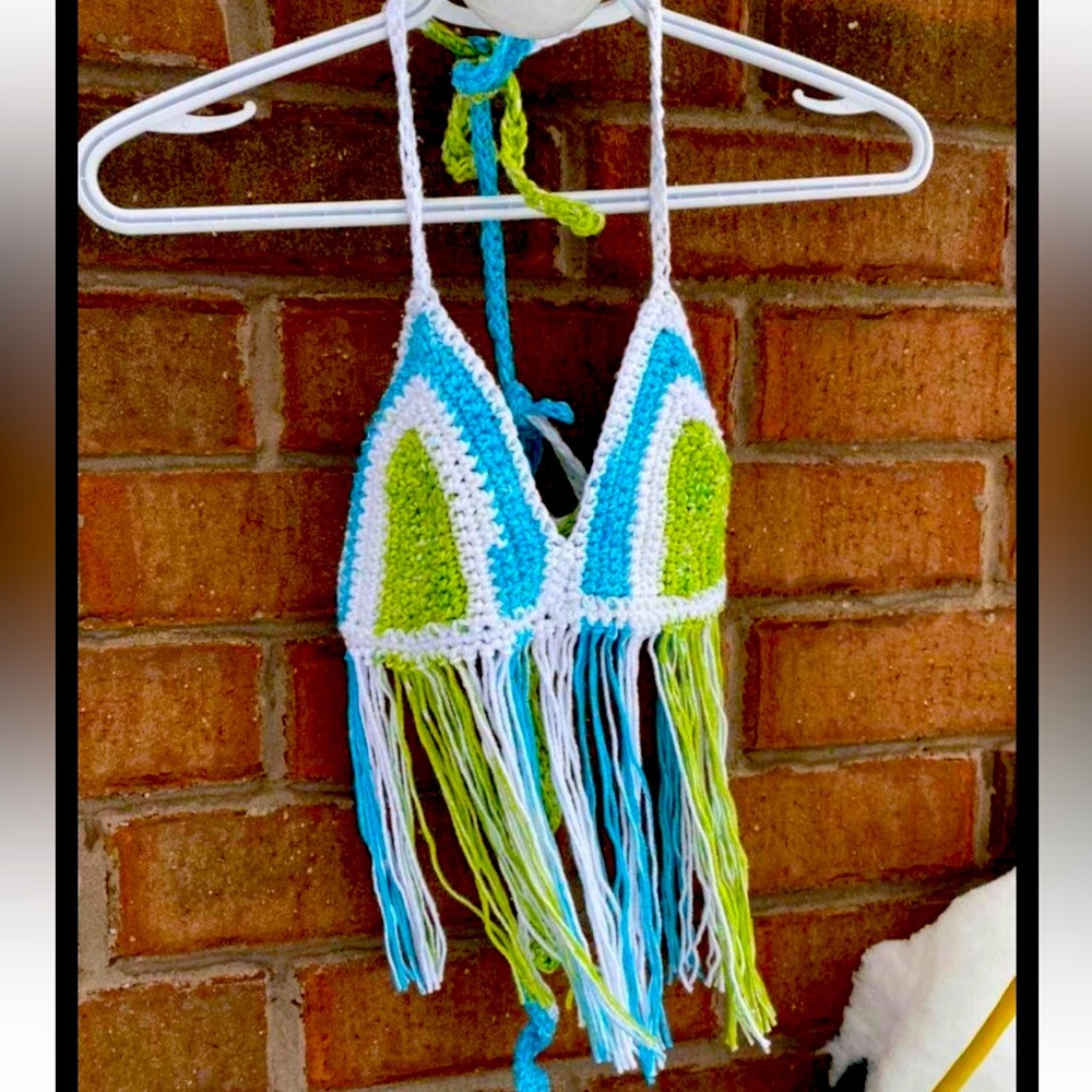 Cotton boho fringe crochet top